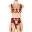 Комплект Star Night Summer Garden Lingerie Set, бордовый: бюстгальтер + трусики-стринги + пояс для чулок - Фото №3