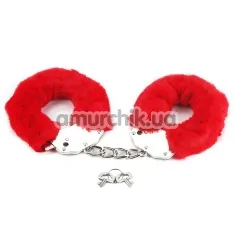 Наручники Fetish Pleasure Fluffy Handcuffs, червоні - Фото №1