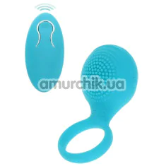 Виброкольцо для члена Toy Joy Happiness Tickle Brush C-Ring, голубое - Фото №1