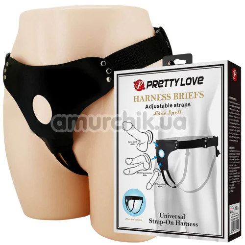 Трусики для страпона Pretty Love Harness Briefs Adjustable Straps Love Spell, чорні