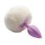 Анальна пробка з фіолетовим кристалом і білим хвостиком Alume Silicone Plug With Tail S, фіолетова - Фото №5