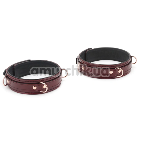Фіксатори для ніг Liebe Seele Wine Red Leather Thigh Cuffs with Rose Gold Hardware S, бордові