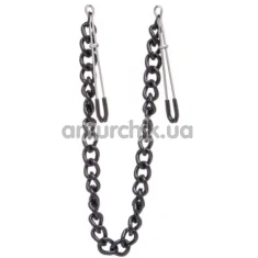 Зажимы для сосков с широкой цепочкой Lucky Bay Nipple Play Chain Heavy Metall, черные - Фото №1