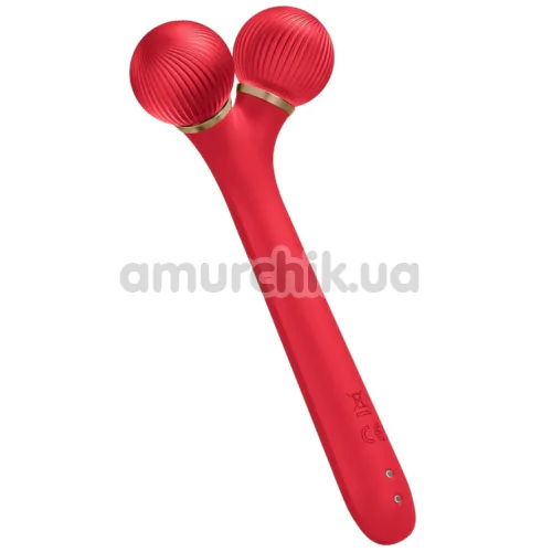 Ультразвуковий масажер для обличчя Geske Sonic Facial Roller 4 in 1, червоний