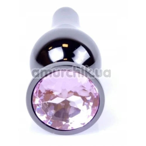 Анальна пробка з рожевим кристалом Boss Series Exclusivity Jewellery Dark Silver Plug, срібна