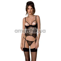 Комплект Passion Free Your Senses Marina Corset, чорний: корсет + трусики-стрінги - Фото №1