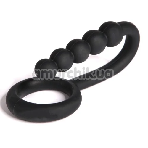 Эрекционное кольцо со стимулятором простаты Ball Cinch With Anal Bead, черное