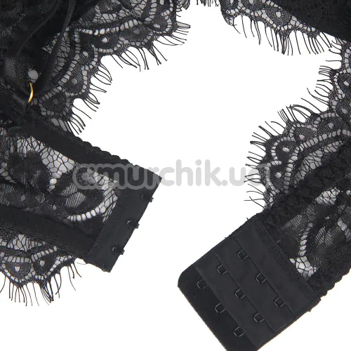 Комплект Star Night Midnight Noir Lace Lingerie Set, черный: бюстгальтер + трусики + пояс для чулок