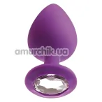 Анальна пробка з прозорим кристалом Mai Attraction Pleasure Toys L №49, фіолетова - Фото №1