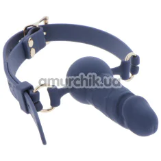 Кляп с фаллоимитатором Taboom Silicone Supreme Penis Gag, синий - Фото №1