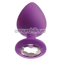 Анальная пробка с прозрачным кристаллом Mai Attraction Pleasure Toys L №49, фиолетовая - Фото №1