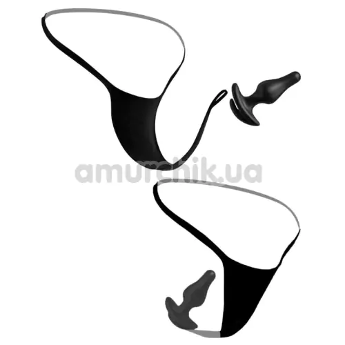 Трусики з анальною пробкою HookUp Panties Crotchless Love Garter, чорні