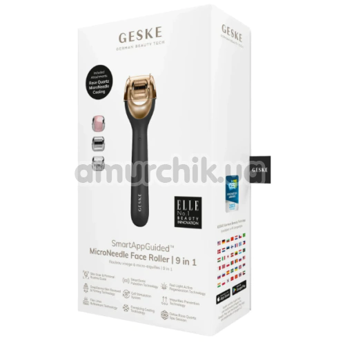 Масажер-ролер для обличчя з мікроголками Geske MicroNeedle Face Roller 9 in 1, сірий
