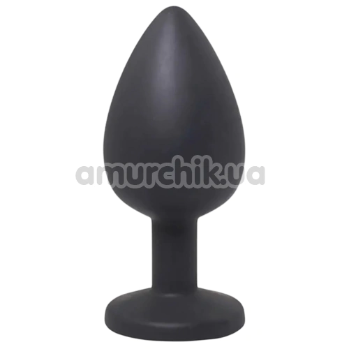 Анальна пробка з прозорим кристалом Fantasy Toys Butt Plug Diamond Silicone S, чорна