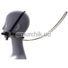 Кляп з упряжкою Upko Adjustable Leather Head Restraint Harness Mouth Gag With Leash, чорний - Фото №1