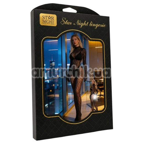 Комбинезон Star Night High Neck Leopard Bodystocking, черный