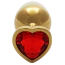Анальна пробка з червоним кристалом Ouch! Heart Metal Butt Plug Small, золота - Фото №2