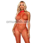 Комбинезон из сетки Leg Avenue Racer Neck Bodystocking, красный - Фото №1