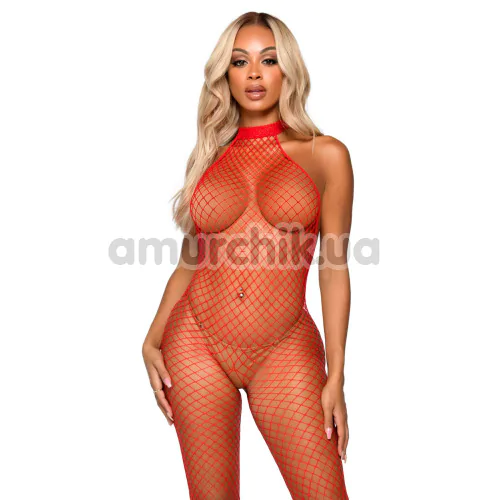 Комбинезон из сетки Leg Avenue Racer Neck Bodystocking, красный - Фото №1