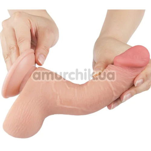 Фаллоимитатор Sliding-Skin Dual Layer Dong 7.5 с мошонкой, телесный