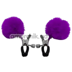 Затискачі для сосків з помпонами DS Fetish Metal Nipple Clamps, фіолетові - Фото №1