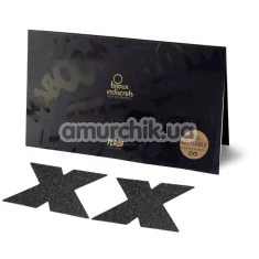 Прикраси для сосків Bijoux Indiscrets Flash Glitter Pasties Cross, чорні - Фото №1