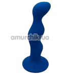 Анальная пробка Loveshop Silicone Super Wavy Plug S, синяя - Фото №1