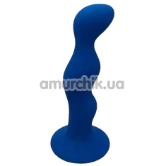 Анальная пробка Loveshop Silicone Super Wavy Plug S, синяя - Фото №1