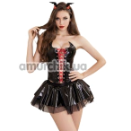 Костюм дияволиці JSY Sexy Lingerie 5750, чорний: корсет + спідниця + обідок - Фото №1