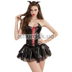 Костюм дьяволицы JSY Sexy Lingerie 5750, черный: корсет + юбка + ободок - Фото №1
