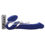 Безремневий страпон із вібрацією Strap-On-Me Multi Orgasm Bendable Strap-On L, синій - Фото №1