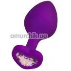 Анальная пробка с прозрачным кристаллом ToDo Anal Plug Diamond Heart M, фиолетовая - Фото №1