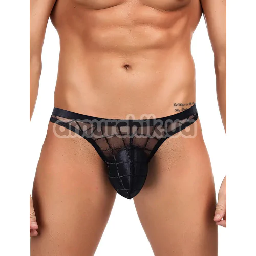 Трусы-стринги мужские Star Night Mesh Net Male G-String, черные - Фото №1