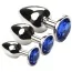 Набор из 3 анальных пробок с синим кристаллом SWAROVSKI Silver Sapphire, серебряный