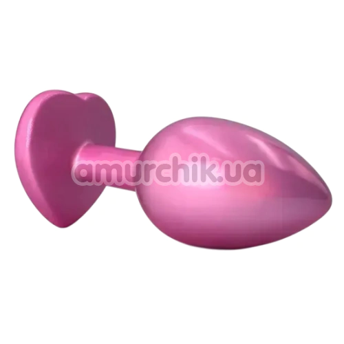 Анальна пробка з рожевим кристалом Alume Metal Heart Plug S, рожева