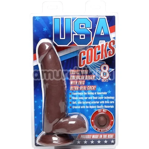 Фаллоимитатор USA Cocks 8 Inch, коричневый