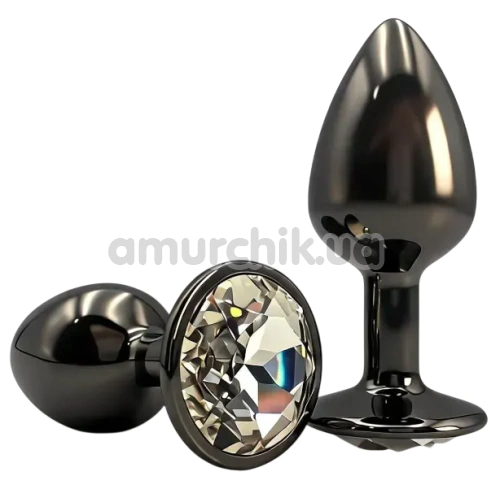 Анальная пробка с прозрачным кристаллом Alume Metal Plug S, черная