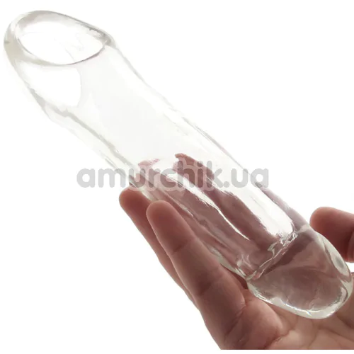 Насадка на пенис Size Up 3 Inch See-Thru Penis Extender With Pleasure Dots & Ball Loop, прозрачная