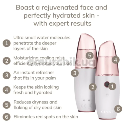 Зволожувач для шкіри обличчя Geske Facial Hydration Refresher 4 in 1, біло-рожевий