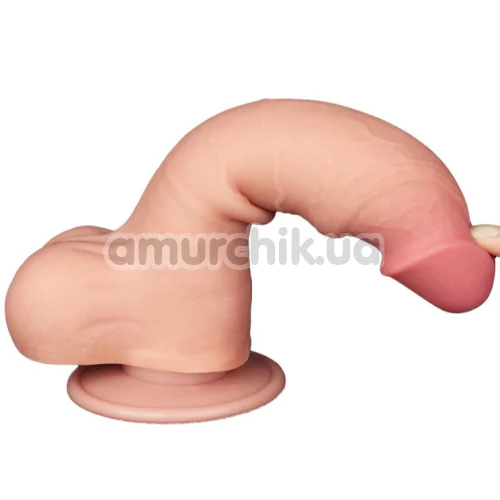 Фаллоимитатор Sliding-Skin Dual Layer Dong 8 с мошонкой, телесный