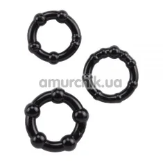 Набір з 3 ерекційних кілець Get Lock Beaded Cockrings, чорний - Фото №1