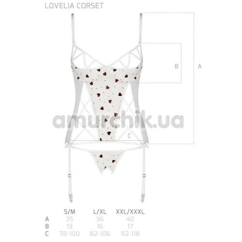 Комплект Passion Free Your Senses Lovelia Corset, білий: корсет + трусики-стрінги