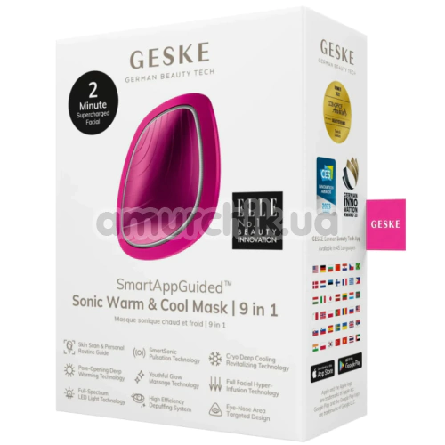Ультразвуковой массажер-маска для лица Geske Sonic Warm & Cool Mask 9 in 1, розовый