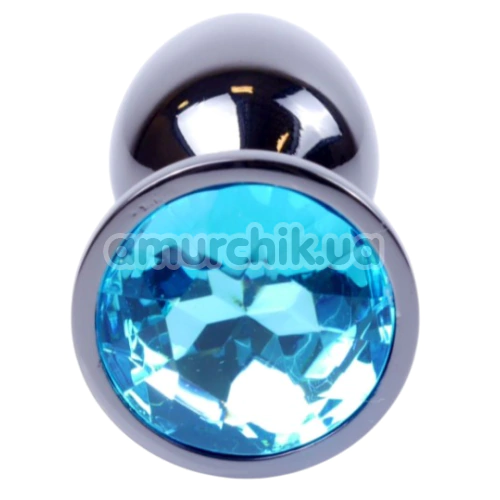 Анальна пробка з блакитним кристалом Exclusivity Jewellery Dark Silver Plug, срібна