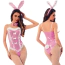 Костюм зайчика JSY Sexy Lingerie 5813, рожевий: боді + вушка + краватка-метелик + колготки - Фото №6