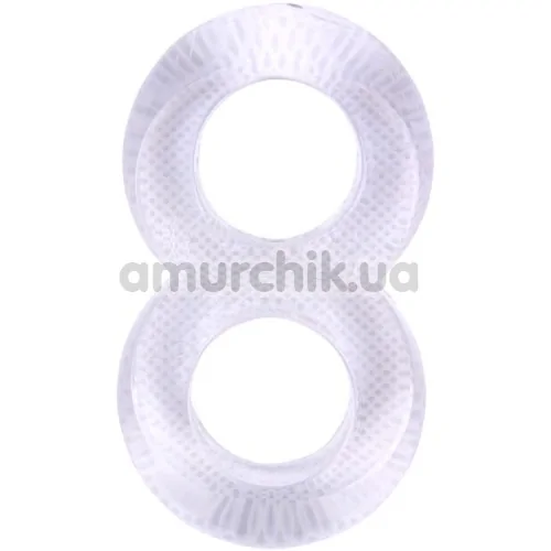 Ерекційне кільце Get Lock Duo Cock 8 Ball Ring, прозоре - Фото №1