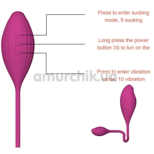 Симулятор орального сексу з віброяйцем 2 in 1 Clit Sucker Massager PL-VR293, рожевий
