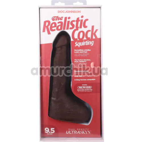 Фалоімітатор з еякуляцією Doc Johnson The Realistic Cock Squirting 9.5, коричневий