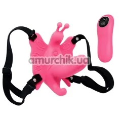 Вибратор-бабочка с пультом управления Ultra Passionate Harness, розовый - Фото №1