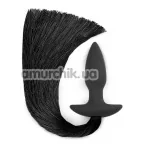 Анальна пробка з чорним хвостом Silicone Anal Plug With Pony Tail, чорна - Фото №1